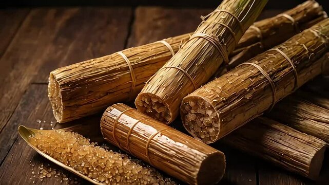 incense brown sugar with wood background