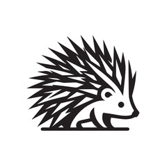Obraz premium Hedgehog silhouette black and white vector icon