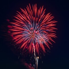 Fototapeta premium Red White And Blue Fireworks Display At Night