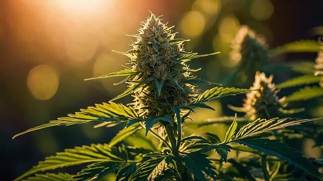 cannabis flower seed on green background