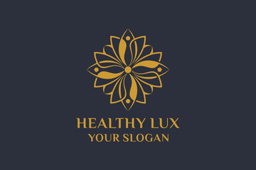 Luxury Health and Fitness Center Mandala Flower Lotus Logo Design Template
