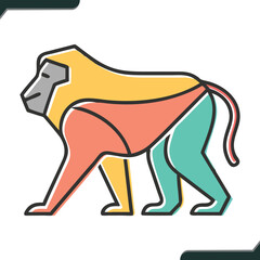 Obraz premium Realistic and Colorful Vector Illustration of a Baboon with Detailed Features and Vibrant Colors