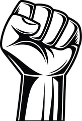 Raised fist silhouette, bold vector icon, power solidarity symbol







