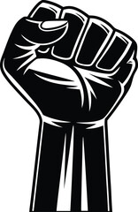 Raised fist silhouette, bold vector icon, power solidarity symbol







