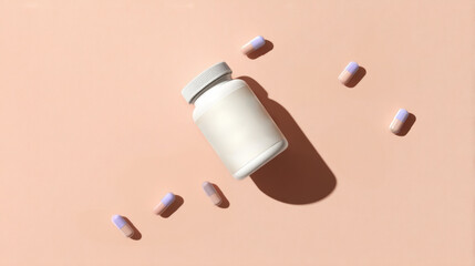 Minimalist design featuring modern probiotic supplements for wellness advertising