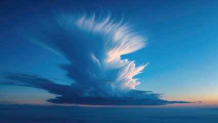 A large cloud formation in the sky during sunset or sunrise.