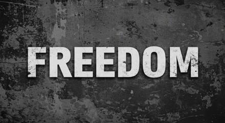 Freedom Grunge Text on Dark Gray Background