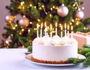 Festive birthday cake with candles (1)