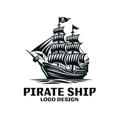 Pirate Ship Vector Logo Design