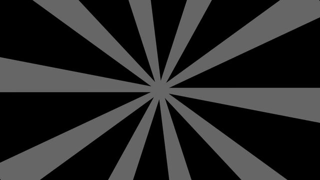 Sunburst Stripes Animation Background. Retro ray pattern background. black sunburst comic style spiral line stripes animation loop. slowly rotating background