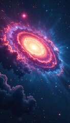 A celestial panorama depicting a swirling nebula, symbolizing the vastness and mystery of a universal faith, with subtle, ethereal light suggesting divine presence , divine, connection, unity