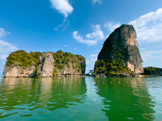 Fototapeta premium Landscape Phang Nga Bay, Scenic limestone cliffs and emerald waters Phuket, Thailand