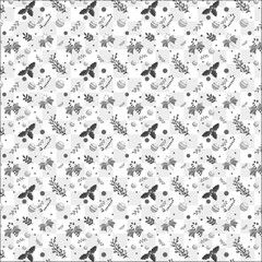 Seamless Festive Christmas Pattern with Poinsettia Flowers, Candy Canes, Holly Leaves, Berries, Ornaments, Evergreen Branches and Seasonal Decorative Elements on White Background