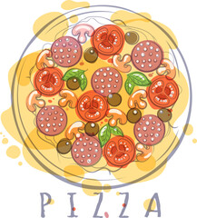 Pizza colorful sketch