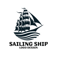 Sailing Ship Vector Logo Design