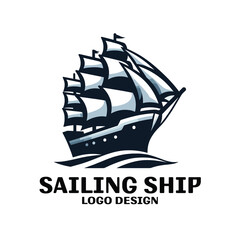 Sailing Ship Vector Logo Design