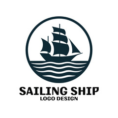 Sailing Ship Vector Logo Design
