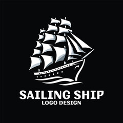 Sailing Ship Vector Logo Design