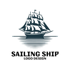 Sailing Ship Vector Logo Design