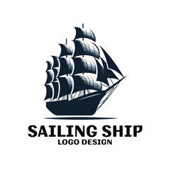 Sailing Ship Vector Logo Design