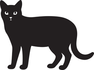 Black cat silhouette simple elegant design, Minimal feline figure in dark outline