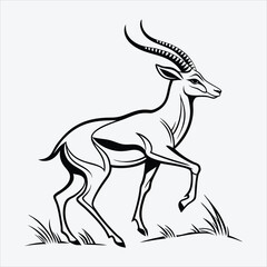 Fototapeta premium Antelope line art White background illustration Generative Ai.