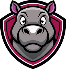Hippo Head Vector Logo – Animal Mascot Illustration
