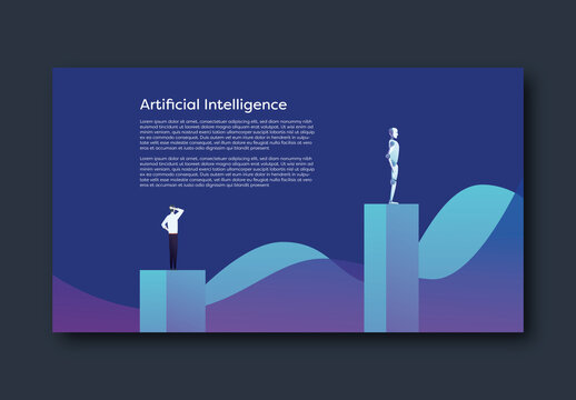 Artificial Intelligence Infographic Template with AI Better than Human Illustration
