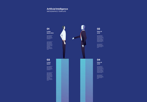 Artificial Intelligence Infographic Template with AI Offering Hand Illustration