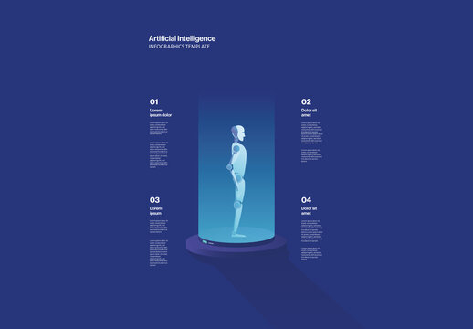 Artificial Intelligence Infographic Template with Robot Illustration