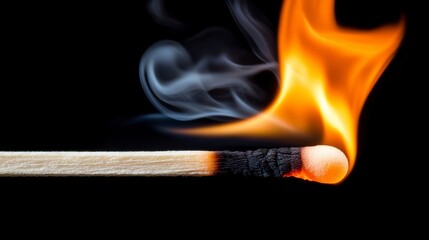 match gradient A close-up of a matchstick igniting, with vibrant flames and swirling smoke against a dark background.