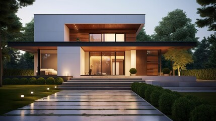 Fototapeta premium A photo of a modern minimalist house exterior