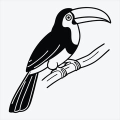 Aracari line art White background illustration Generative Ai.