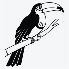 Aracari line art White background illustration Generative Ai.