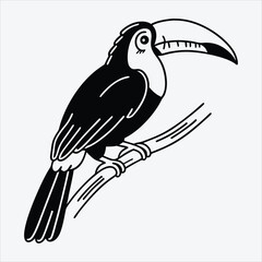 Aracari line art White background illustration Generative Ai.