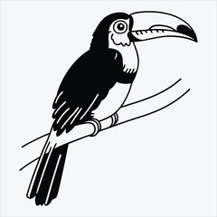 Aracari line art White background illustration Generative Ai.