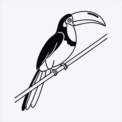 Aracari line art White background illustration Generative Ai.
