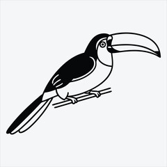 Aracari line art White background illustration Generative Ai.