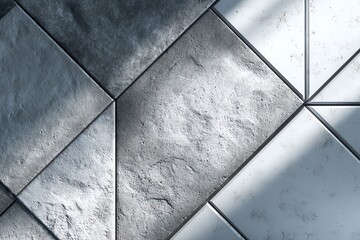 Stylish gray tiles with varied textures and patterns create a modern flooring design.