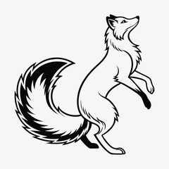 Arctic Fox line art White background illustration Generative Ai.