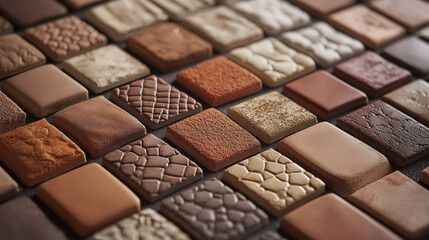 Fototapeta premium These building tiles offer a variety of textures and rich brown tones. A stunning display of craftsmanship, perfect for any project.