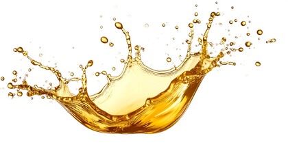 Golden liquid splash on white