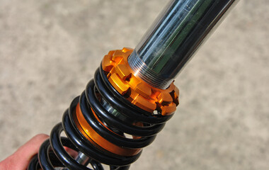 motorcycle shock absorber with adjustable stiffness close-up