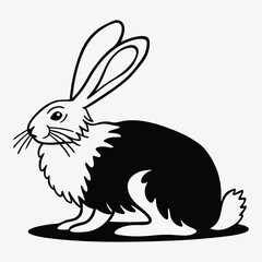 Obraz premium Arctic Hare line art White background illustration Generative Ai.