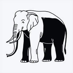 Fototapeta premium Asian Elephant line art White background illustration Generative Ai.