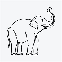Obraz premium Asian Elephant line art White background illustration Generative Ai.