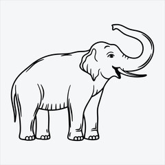 Fototapeta premium Asian Elephant line art White background illustration Generative Ai.