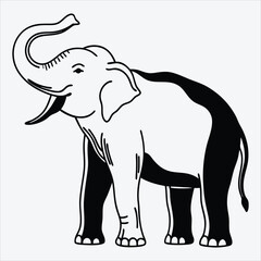 Obraz premium Asian Elephant line art White background illustration Generative Ai.