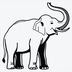 Obraz premium Asian Elephant line art White background illustration Generative Ai.