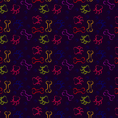 Seamless Christmas Pattern with Festive Flowers, Ornaments, and Decorative Elements on Dark Background – Holiday Winter Textile Design for Wrapping Paper, Gift Packaging, Fabric, and Seasonal Decorati